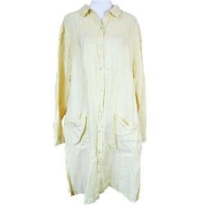 Jones New York 100% Linen Button Up Tunic Womens Large Coastal Minimalist Travel